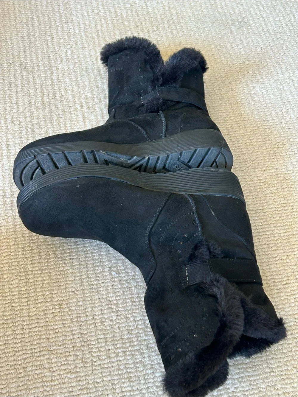 Skechers Black Faux Fur Trim Kids Winter Boots